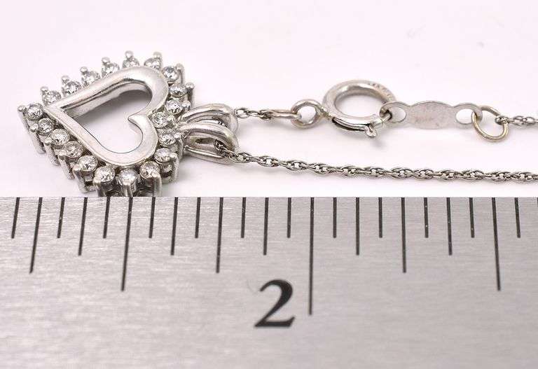 Elegant Heart Diamond Pendant In 14K White Gold
