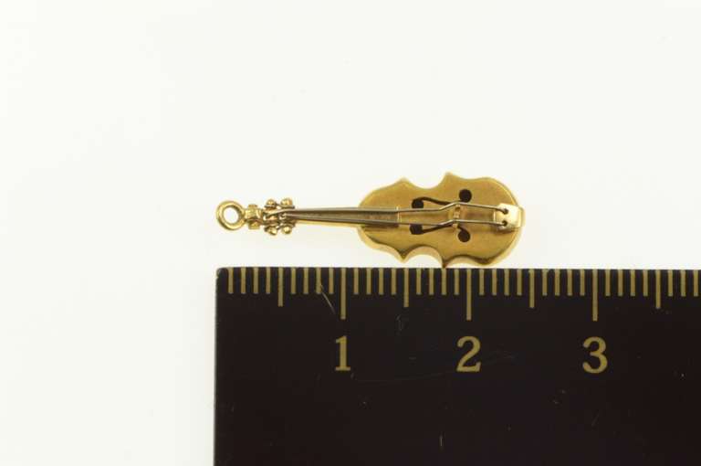 18K Yellow Gold 3D Violin Cello Bass String Instrument Charm/Pendant