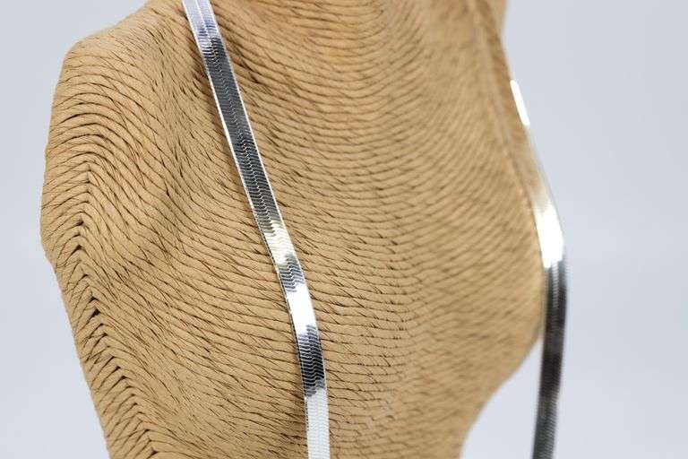 Sterling Silver Flexible Herringbone Necklace 7mm Solid 925 Italian Chain 22"