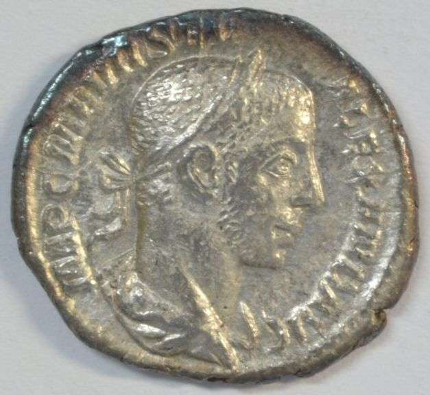Near Mint Ancient Roman Silver Denarius of Severus Alexander, 222-235 AD