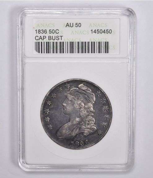 AU50 1836 Capped Bust Half Dollar ANACS