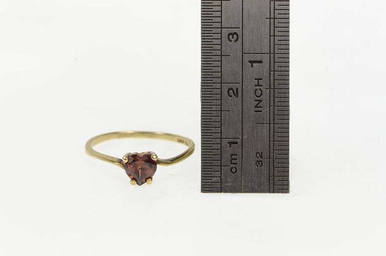 14K Yellow Gold Heart Cut Garnet Solitaire Valentine Promise Ring