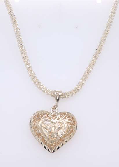 Heart Shaped Pendant on Italian Chain Necklace