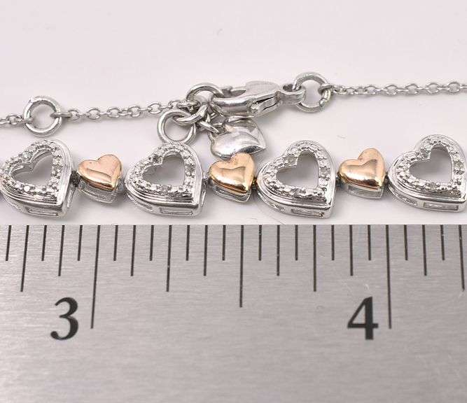 Heart Link Chain Bracelet In Sterling Silver