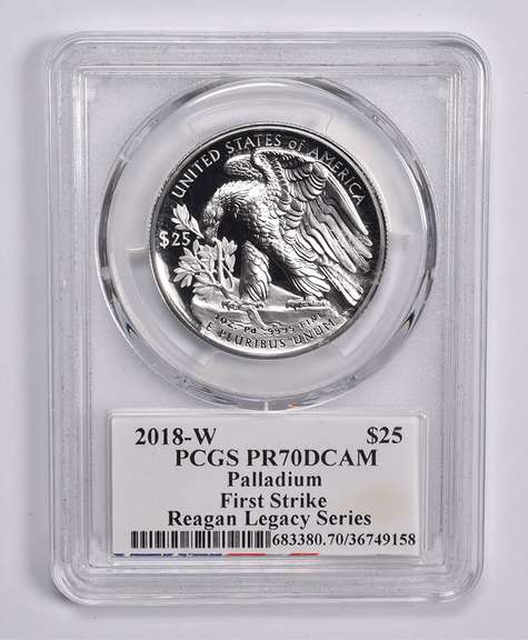 PR70DCAM 2018-W $25 American Palladium Eagle 1oz FS Signed Reagan PCGS