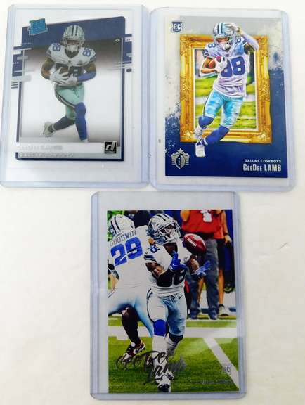 3 Cee Dee Lamb, Cowboys Rookie Football Cards