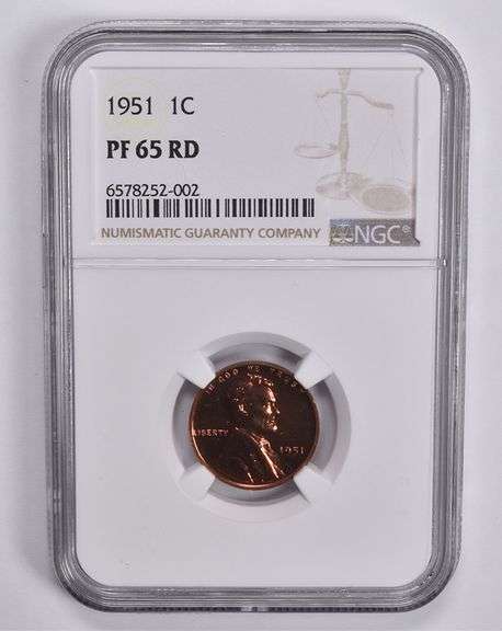 PF65 RD 1951 Lincoln Wheat Cent NGC