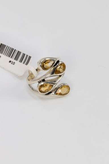 Sterling Silver Citrine Natural Gemstone Ring Size 9