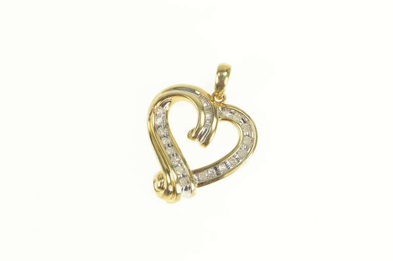 10K Yellow Gold Wavy Curvy Heart Love Symbol Pendant