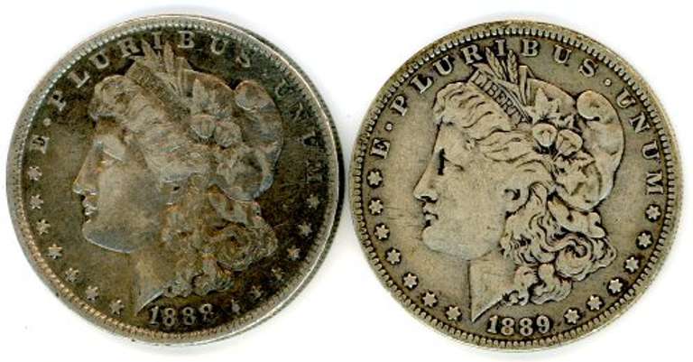 Two Different “O” Mint Morgan Silver Dollars: 1888-O & 1889-O
