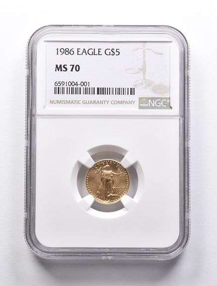 MS70 1986 $5 American Gold Eagle 1/10 Oz Gold NGC