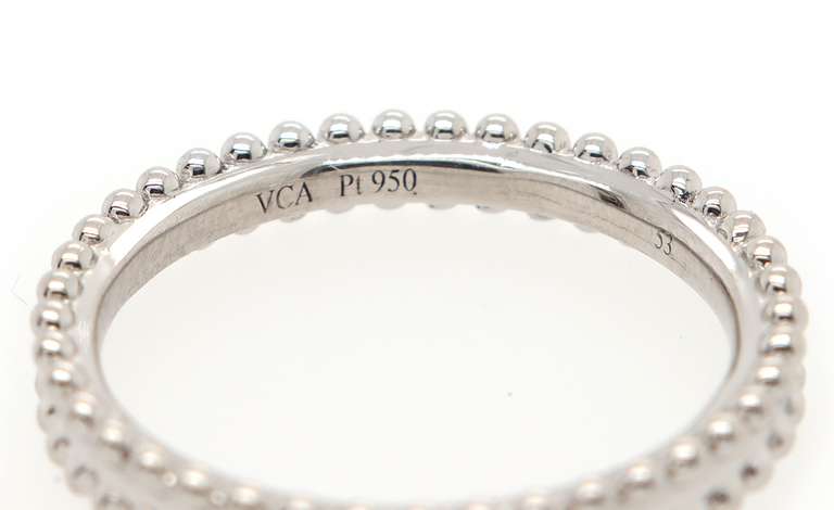 Van Cleef & Arpels Estelle Wedding Band Ring in Platinum W/Box and Papers