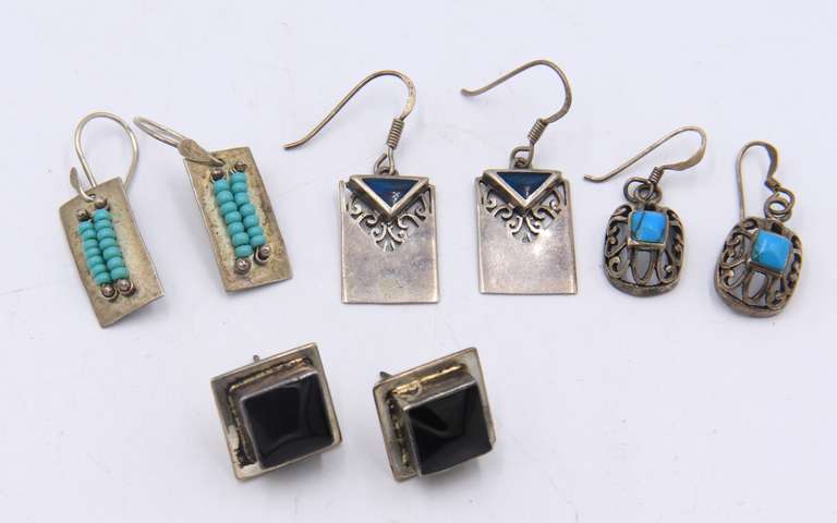 Group Lot of 4 Vintage 925 Sterling Silver Earrings