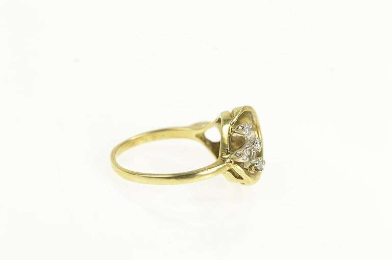 14K Yellow Gold 1940's Diamond Calla Lily Ornate Vintage Ring