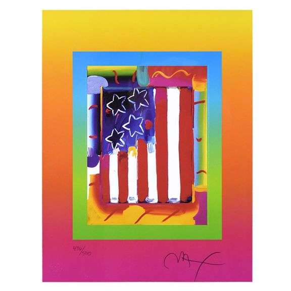 Flag with Heart on Blends III by Peter Max