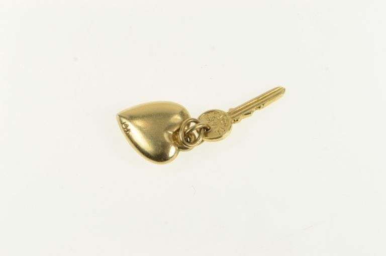14K Yellow Gold Love & Success Heart Key Love Symbol Charm/Pendant
