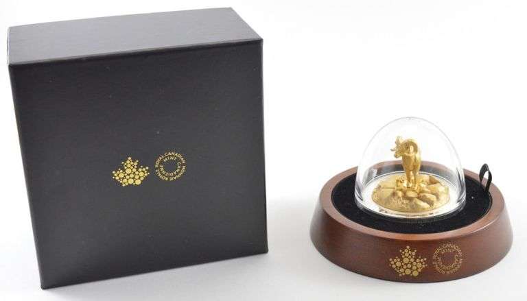 2017 Canada $100 Sculpture Bighorn 10oz Silver 24K Gold Gild Box/COA