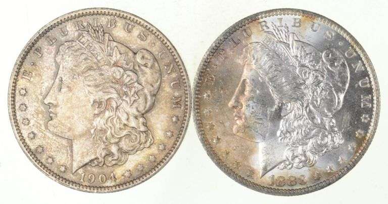 Lot (2) 1883-O & 1904-O Morgan Silver Dollars - Toned