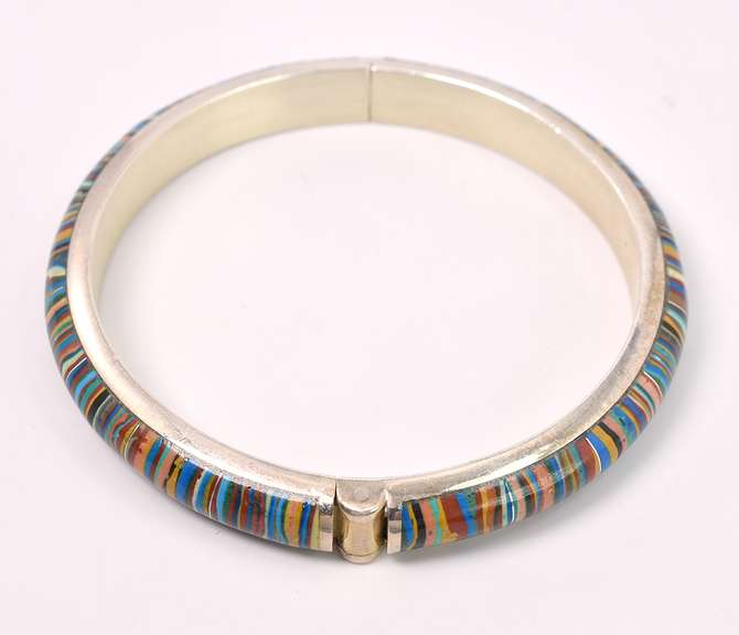 Colorful Magnetic Bangle Bracelet In Sterling Silver