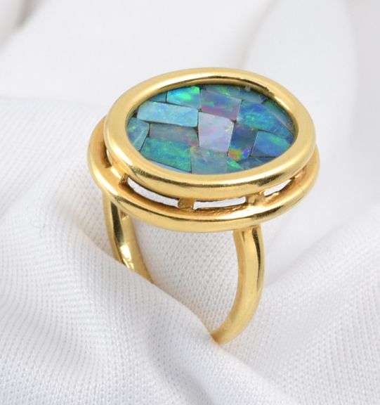 Stunning 14k Opal Mosaic Ring