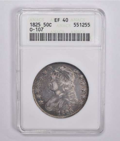 EF40 1825 Capped Bust Half Dollar O-107 ANACS