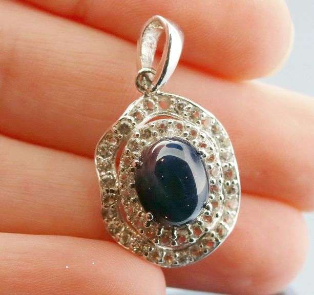 Star Sapphire with Diamond white Topaz pendant