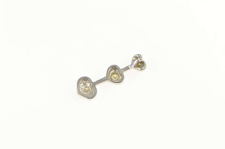 14K White Gold Diamond Tiered Heart Love Symbol Bar Pendant