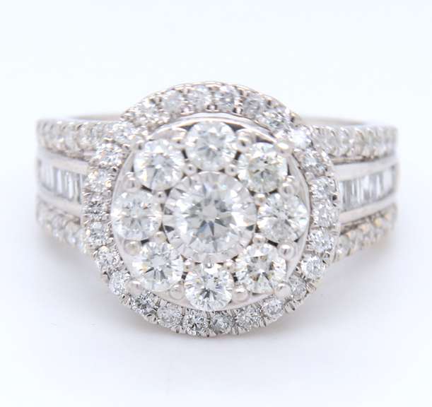 Brilliant White Gold Diamond Cluster Engagement Ring