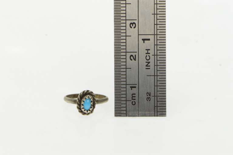 Sterling Silver Turquoise Ornate Southwestern Child's Ring