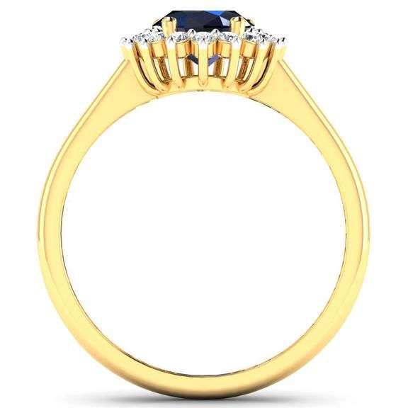 14 Kt Yellow Gold Midnight Blue Sapphire Diamond Ring