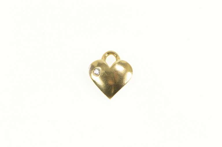 14K Yellow Gold Curvy Diamond Inset Love Symbol Romantic Charm/Pendant