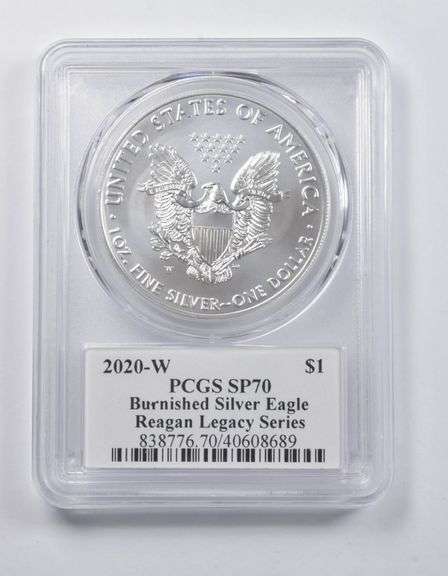 SP70 2020-W American Burnished Silver Eagle Reagan PCGS