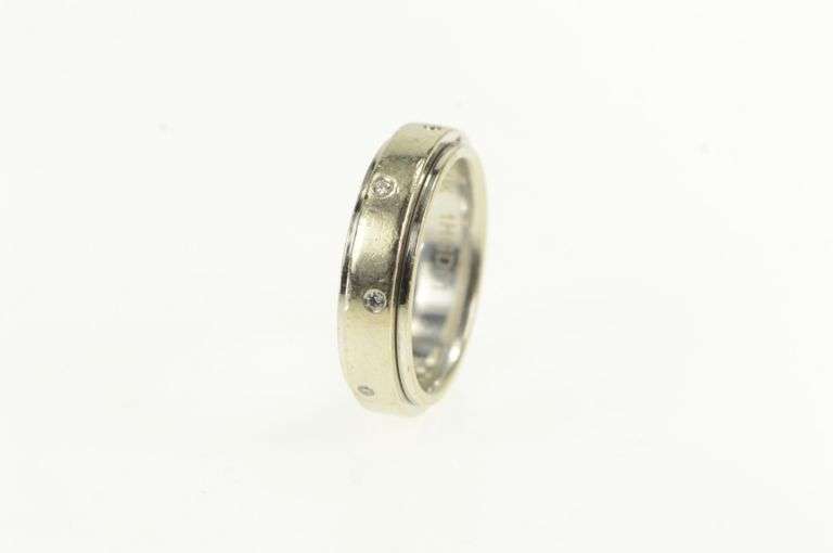 14K White Gold Diamond Inset Busy Spinner Band Wedding Ring
