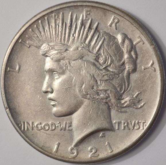 1921 High Relief Peace Silver Dollar, Circulated.