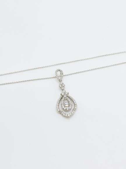 Fashion-Forward 18kt White Gold Necklace With Unique Shaped Diamond Pendant