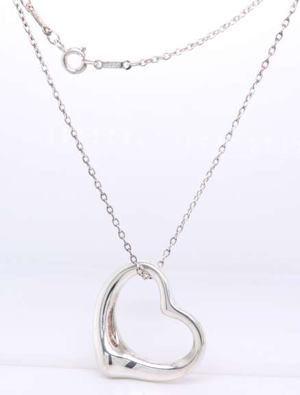 Tiffany & Co Elsa Peretti open Heart Pendant on Chain