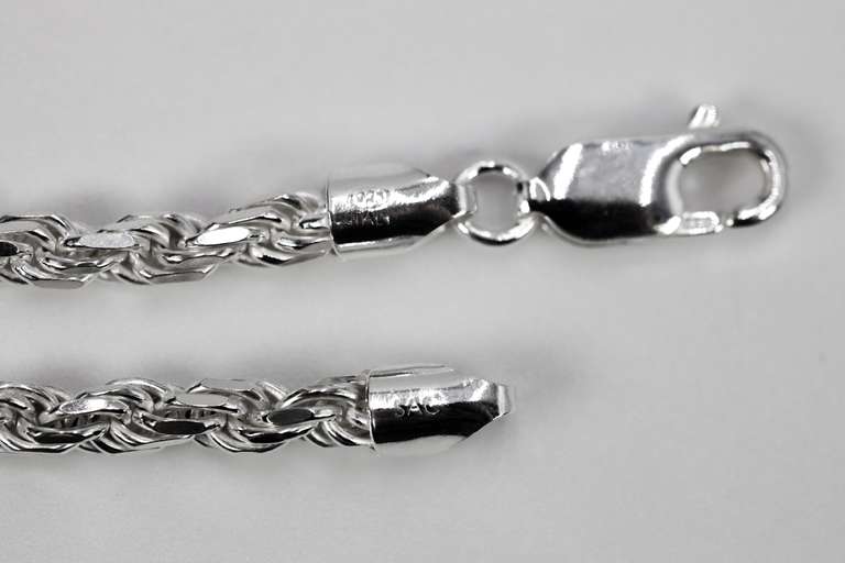 Sterling Silver Diamond-Cut Rope Chain 3.7mm Solid 925 Italy New Bracelet 8"