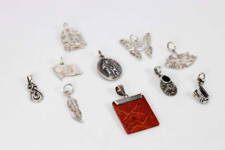 Sterling Silver Pendant Assortment Various Sizes & Styles (10 Pendant Lot)