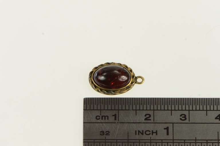 14K Yellow Gold Victorian Garnet Oval Cabochon Charm/Pendant