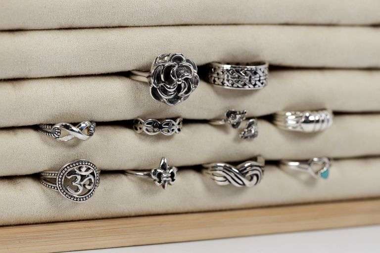 Sterling Silver Curated Ring Assortment Various Sizes & Styles (10 Ring Lot)