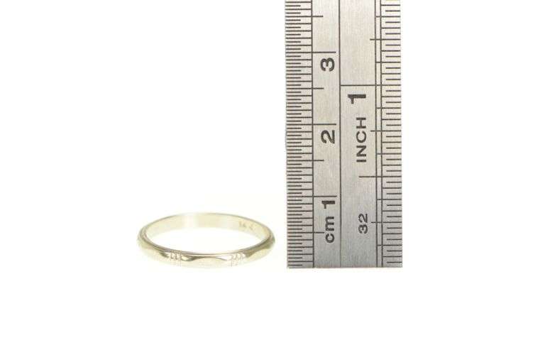 14K White Gold Retro Striped Pattern 2.4mm Wedding Band Ring