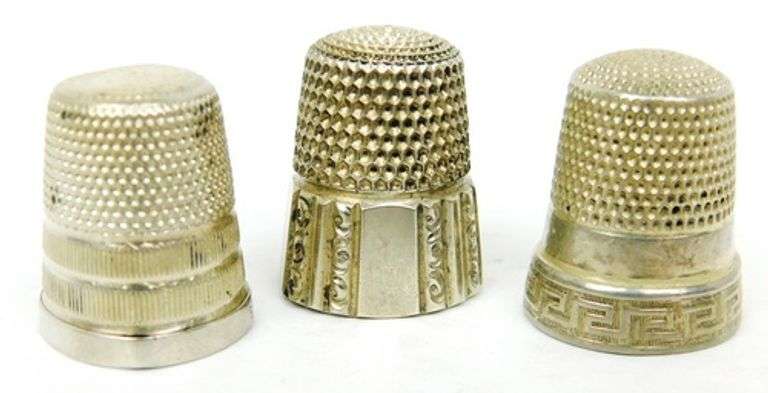 3 Antique Sterling Silver Thimbles