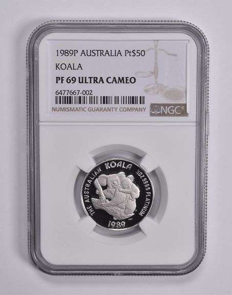 PF69 UCAM 1989 P Australia $50 Platinum Koala NGC