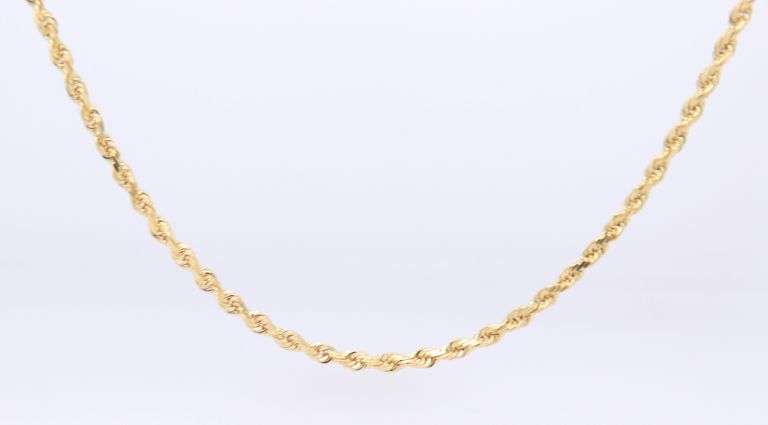 Cute Diamond Cut Rope Chain Necklace in Yellow Gold