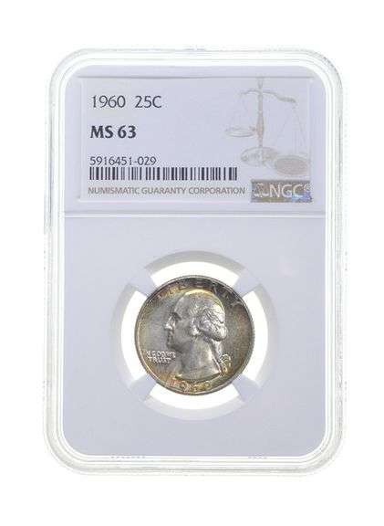 MS63 1960 Washington Quarter - Graded NGC Rainbow Toned