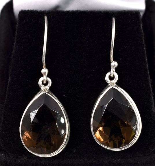 Smoky Quartz Dangle Earrings In Sterling Silver