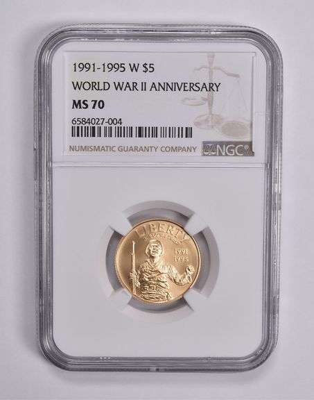 MS70 1991-1995 $5 World War II Anniversary Commemorative NGC