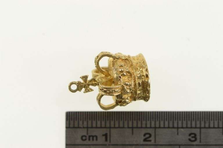 9K Yellow Gold 3D Crown Jewels Queen King Royal Charm/Pendant