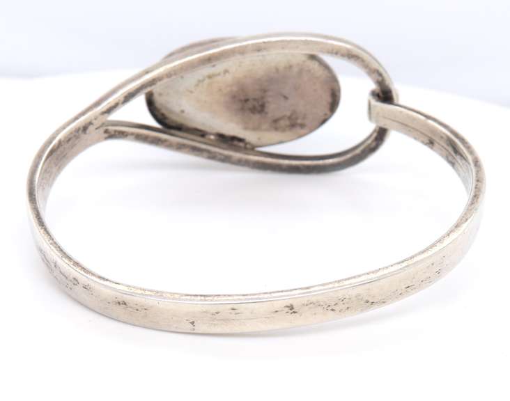 Vintage 925 Sterling Silver Signed Lapis Bangle Bracelet