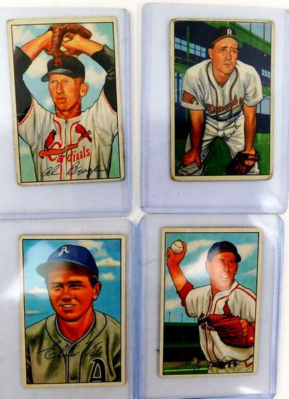 Lot of 4 Bowman 1952 Baseball Cards